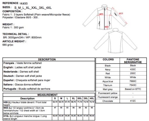 Veste softshell sans capuche femme