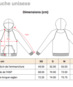 Fiche technique pour veste unisexe