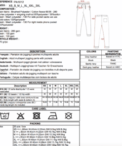 Bas de survetement fiche technique