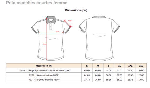 Fiche technique polo femme