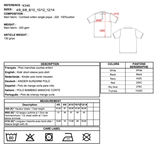Polo enfants fiche technique