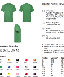 T-shirt homme fiche technique