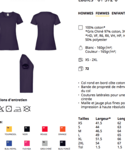 T-shirt femme fiche technique