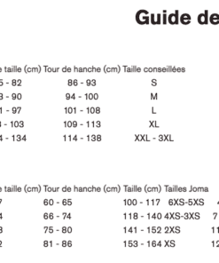 Guide de tailles Joma