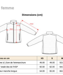 Guide de tailles doudoune femme K6121