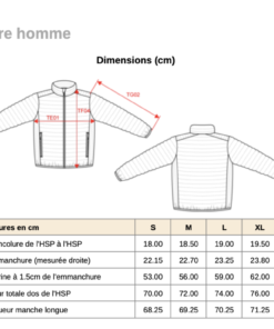 Guide des tailles Doudoune K6120