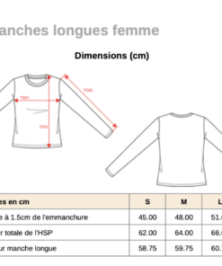 Guide des tailles t-shirts manches longues K383