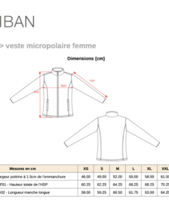 Polaire femme K907 Guide de tailles