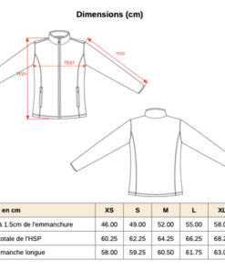 Mesures veste micropolaire femme