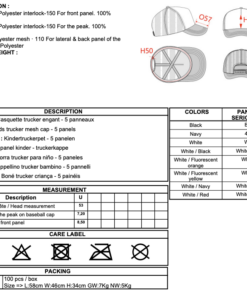 Fiche technique casquette trucker enfant Asnières Hockey sur Gazon