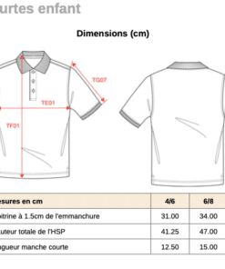 Guide de tailles poloo enfant bleu marine