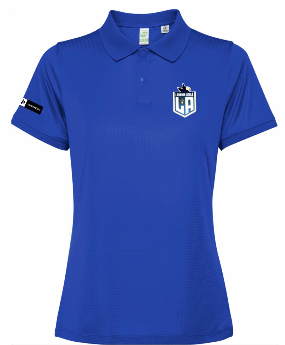 Polo bleu Femme avec écusson Lannion Athlétisme Polo bleu Femme avec écusson Lannion Athlétisme