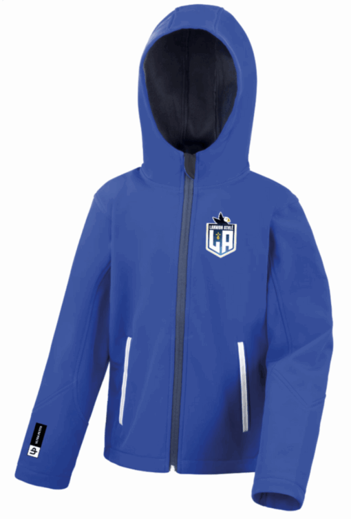 Softshell à capuche bleu Enfant avec écusson Lannion Athlétisme