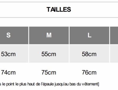 Tableau des tailles Softshell avec capuche bleu Unisexe Lannion Athlétisme