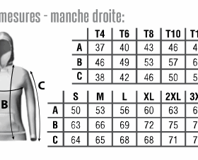 Tableau des tailles sweat a capuche femme lannion athletisme