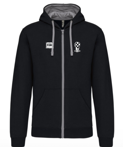 Sweat zippé capuche avec écusson tissé - Enfant